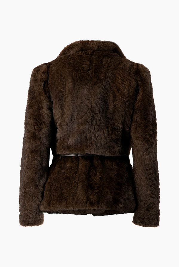 Abrigo de peluche con cinturon