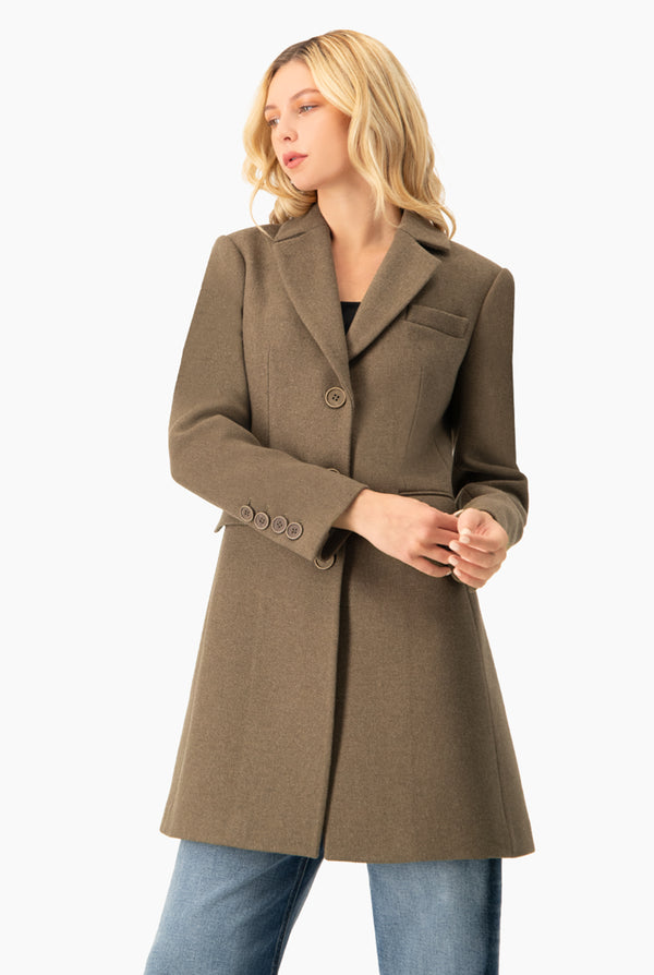 Abrigo largo liso con bolsillos