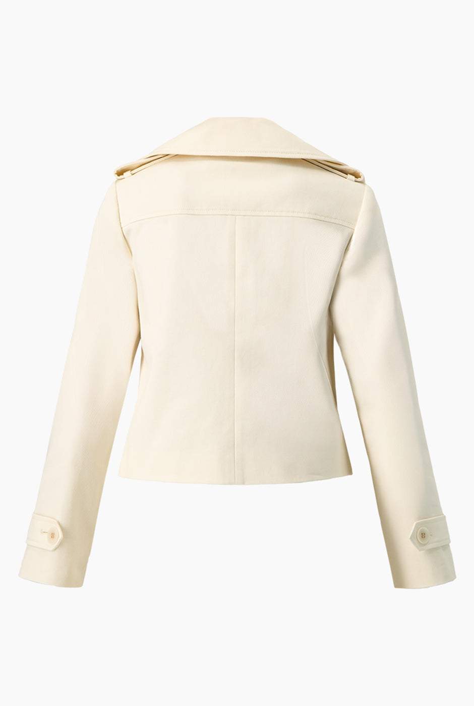 Gabardina corta marfil con botones y solapa amplia