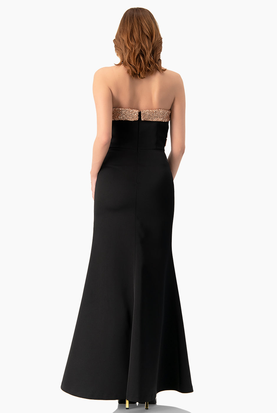 Vestido largo strapless con moño