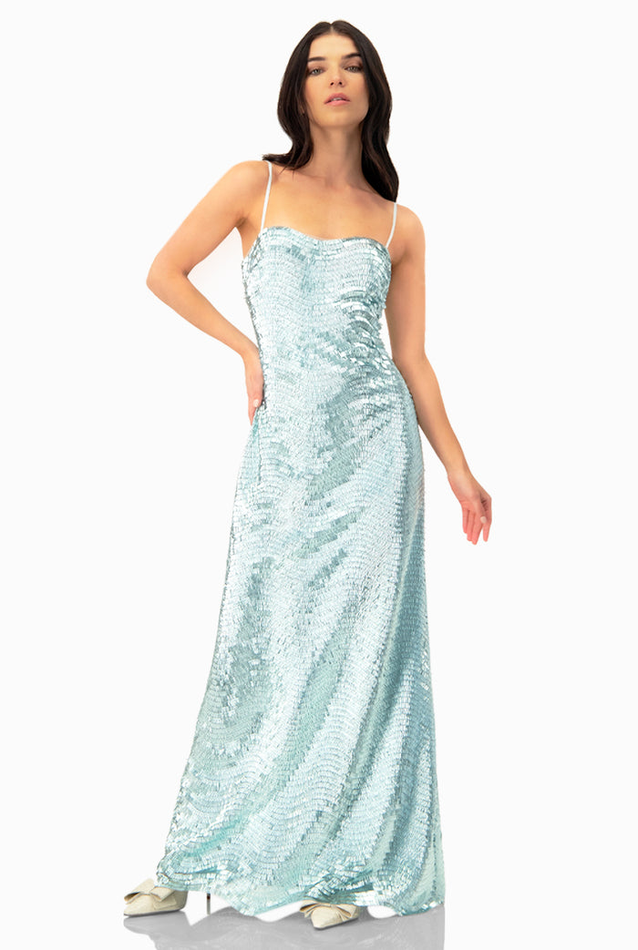 Vestidos de chiffon sin tirantes con escote en corazón Azul Pizarra Tallas Grandes