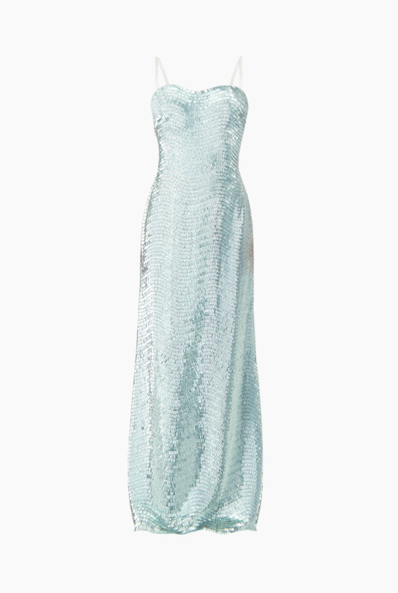 Vestidos de chiffon sin tirantes con escote en corazón Azul Polvoriento