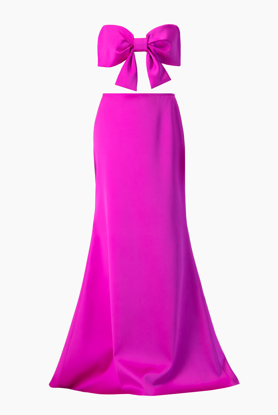 Vestido midi magenta de dos piezas con moño en top