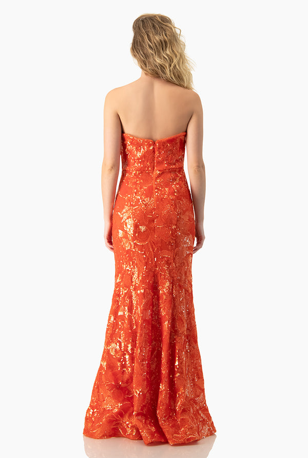 Vestido naranja strapless
