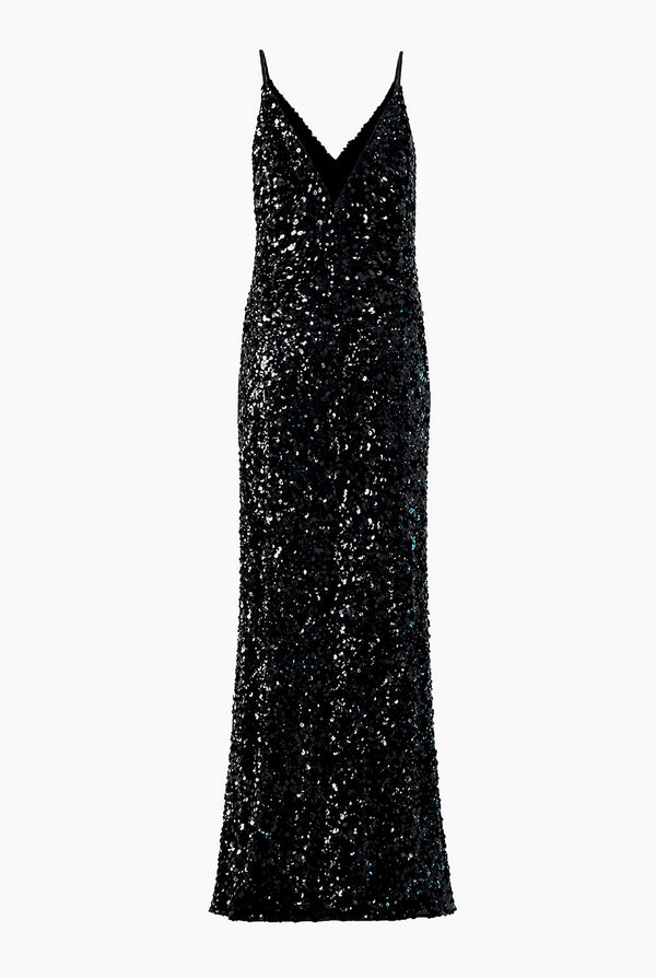 Vestido largo de lentejuelas negro