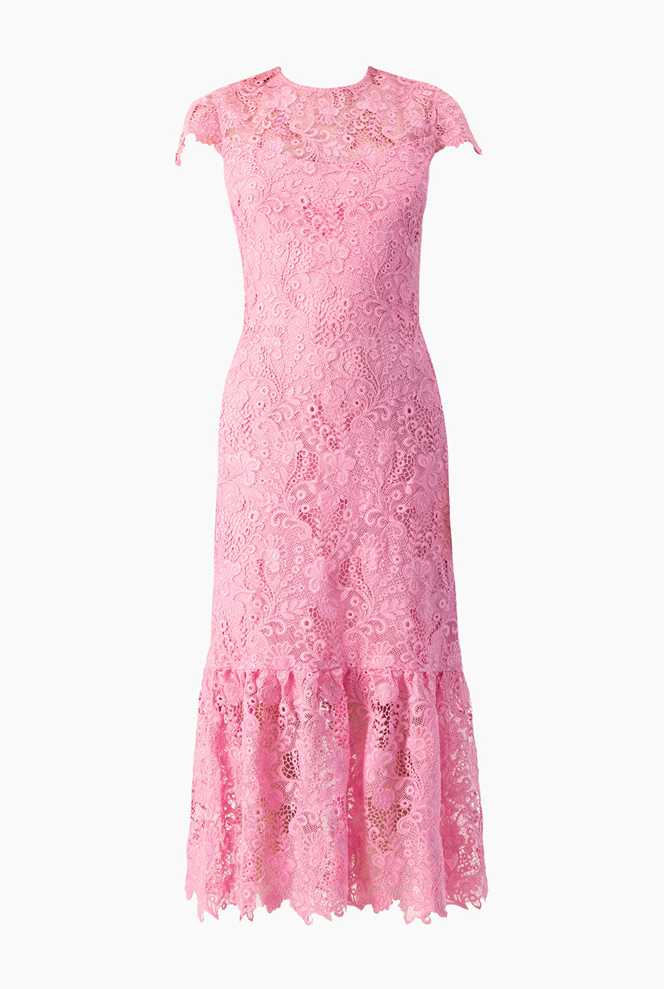 Vestido largo rosa con olan y escote en la espalda