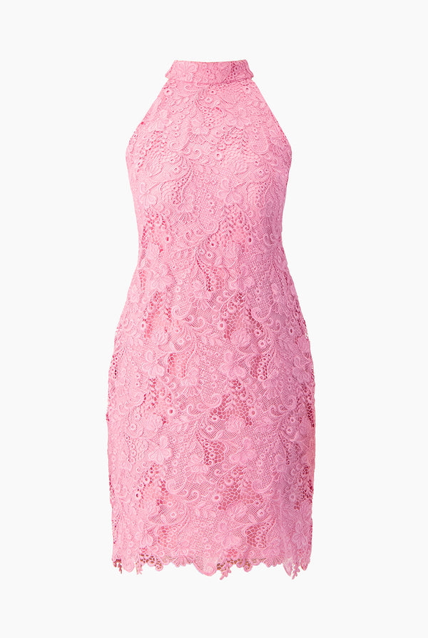 Vestido corto rosa con moño