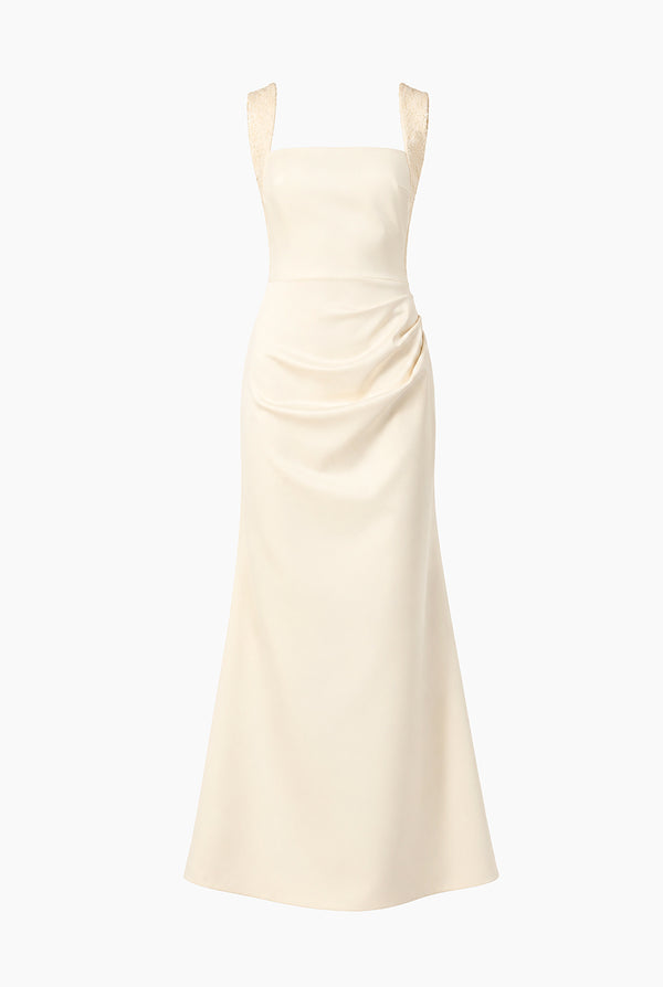 Vestido largo escote cuadrado