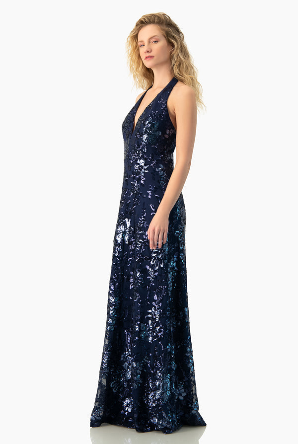 Vestido halter lentejuelas