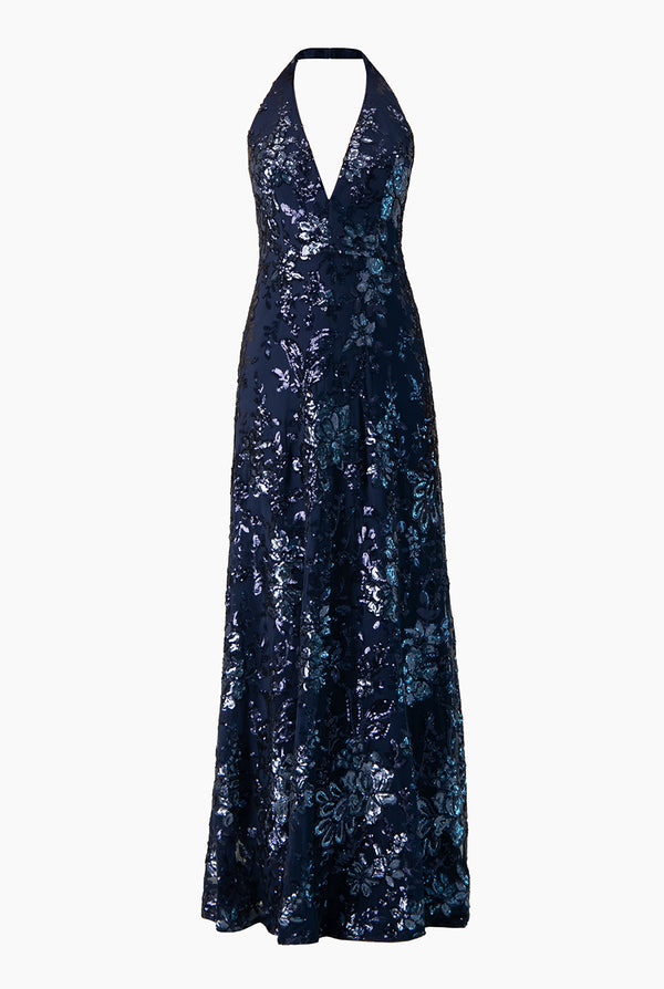 Vestido halter lentejuelas