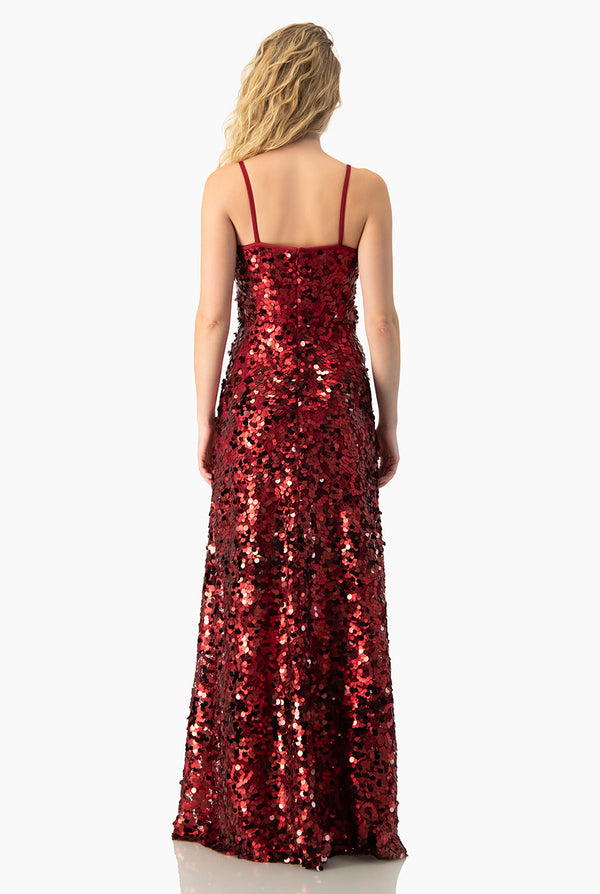 Vestido rojo largo sin mangas