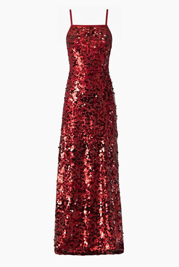 Vestido rojo largo sin mangas