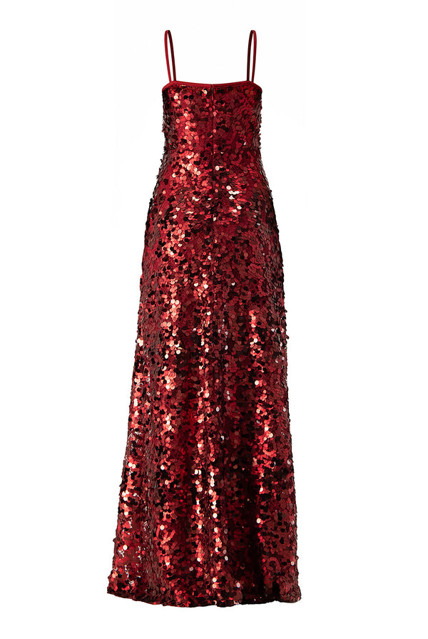 Vestido rojo largo sin mangas