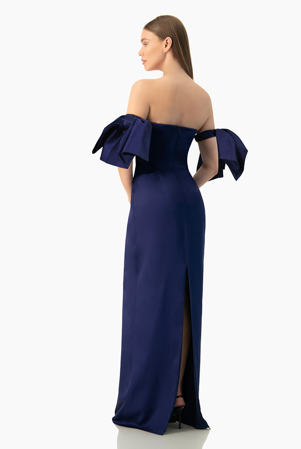 Vestido largo marino con tirantes