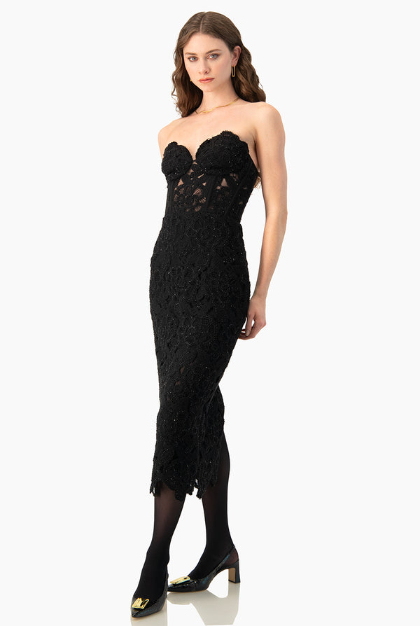 Vestido Couture negro corset