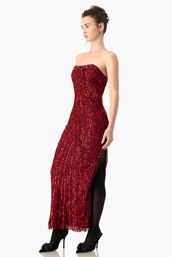 Vestido Couture largo con abertura