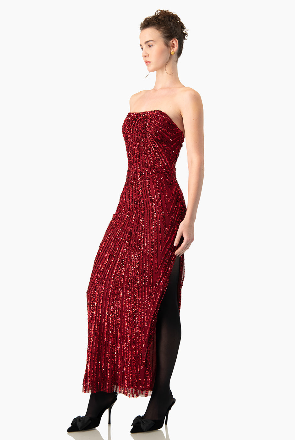 Vestido Couture largo con abertura