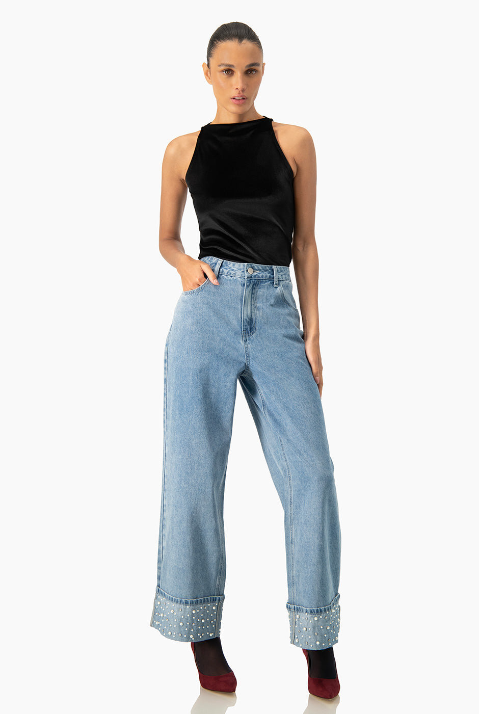 Jeans Ivonne con perlas