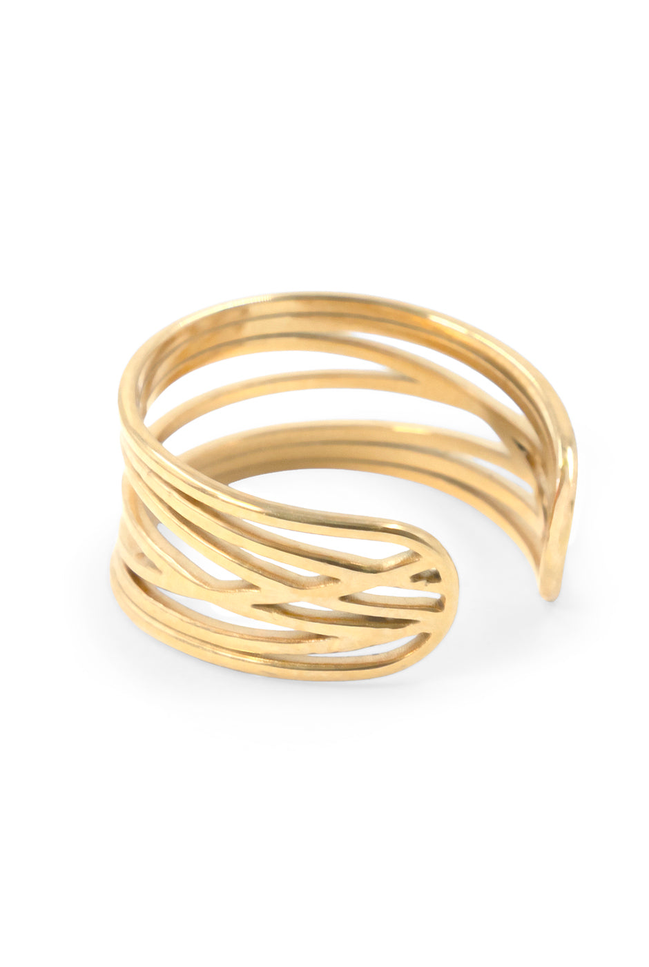 Anillo dorado ajustable con diseño entrelazado