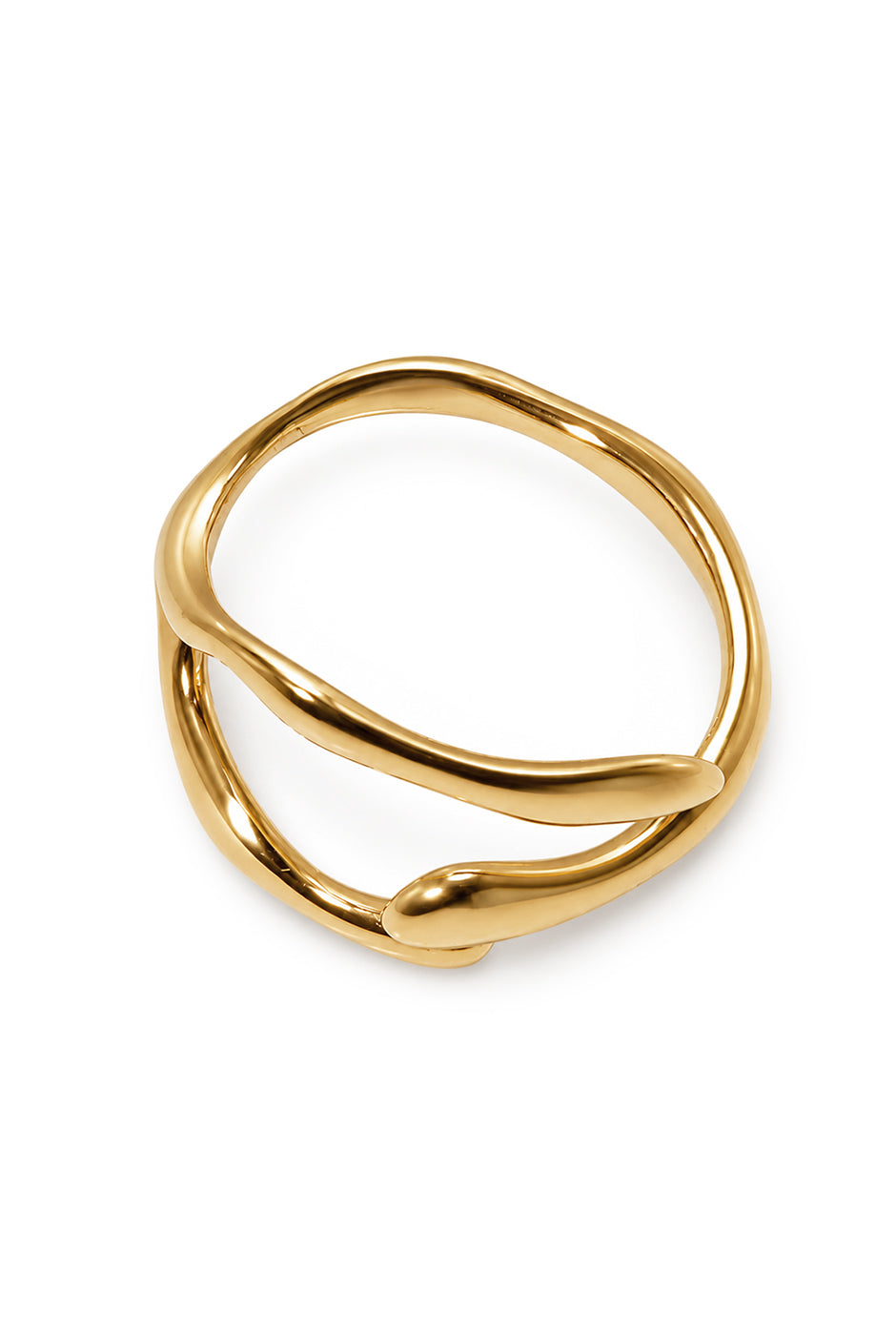 Anillo dorado ajustable con diseño irregular y moderno