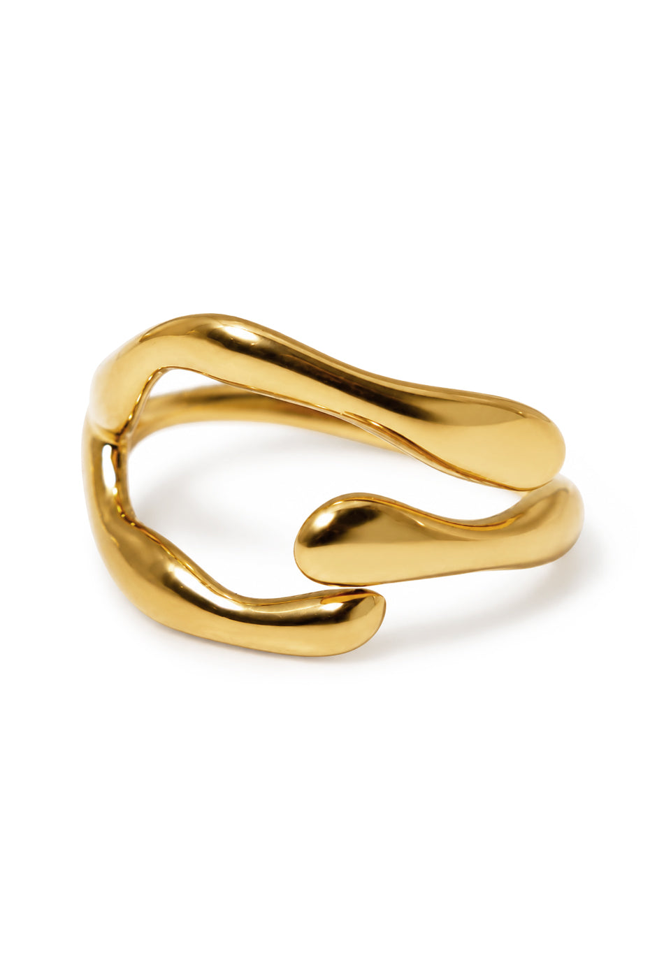 Anillo dorado ajustable con diseño irregular y moderno