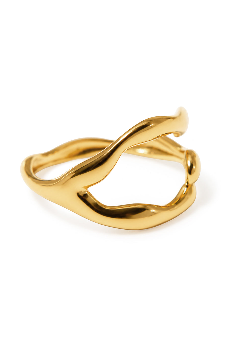 Anillo dorado ajustable con diseño irregular y moderno
