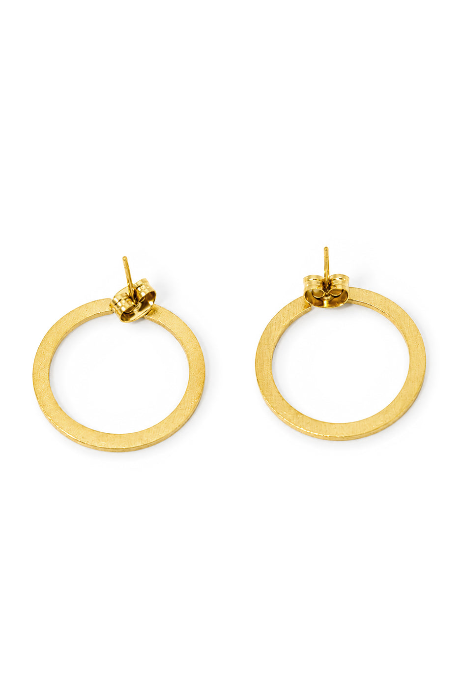 Aretes Hollow Hoop dorados con textura rugosa