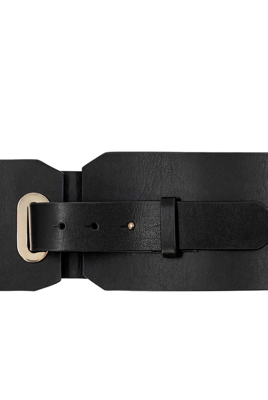 Cinturón negro en ecopiel con hebilla dorada