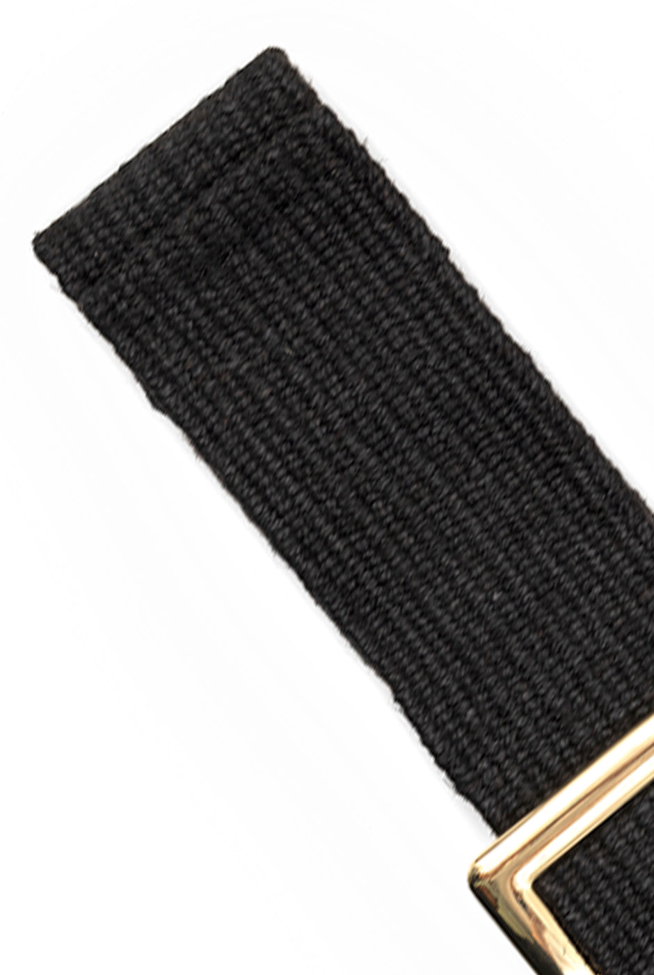 Cinturón negro de yute con hebilla dorada elegante