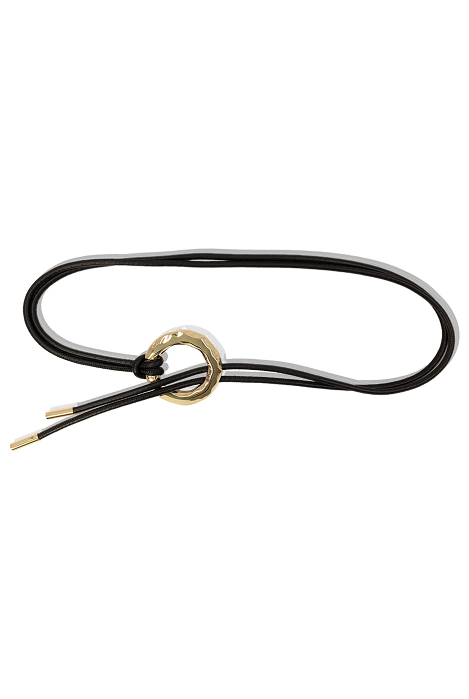 Cinturón Maxi Hoop negro con hebilla dorada y bordes metálicos