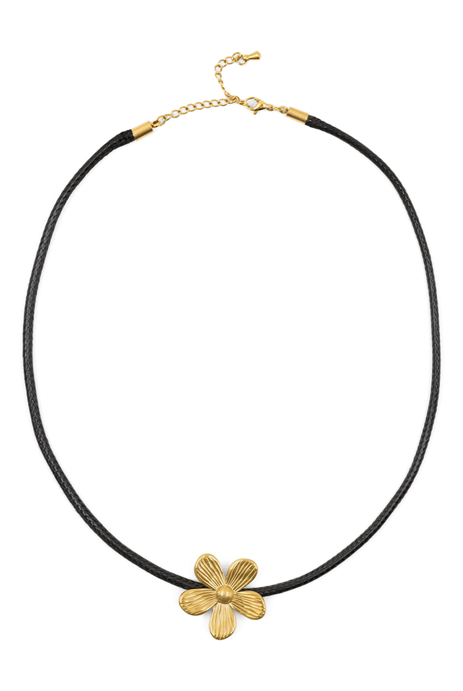 Collar dorado con cordón y colgante de flor