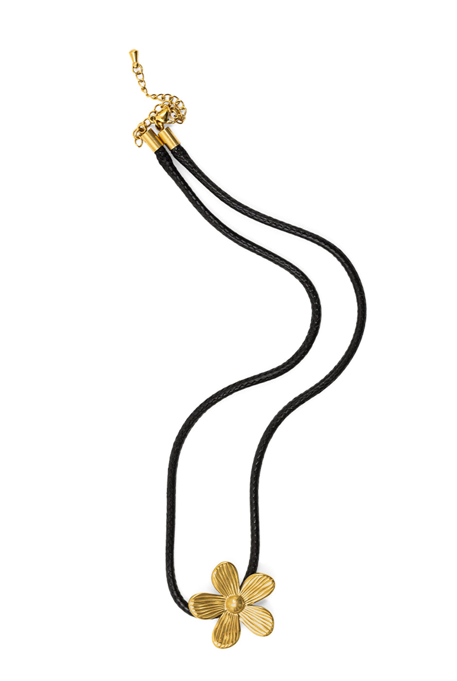 Collar dorado con cordón y colgante de flor