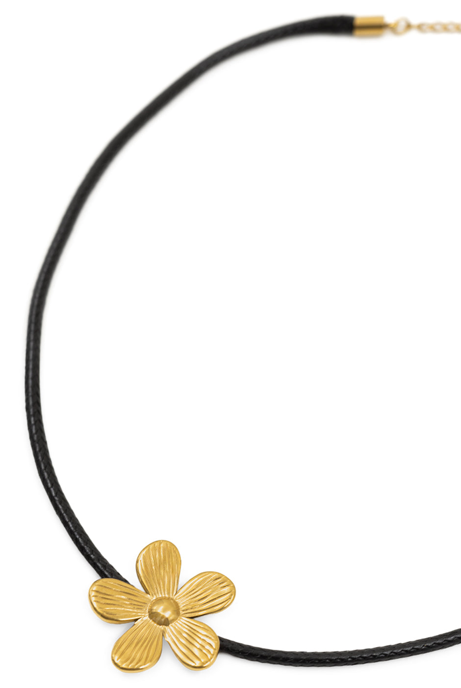 Collar dorado con cordón y colgante de flor