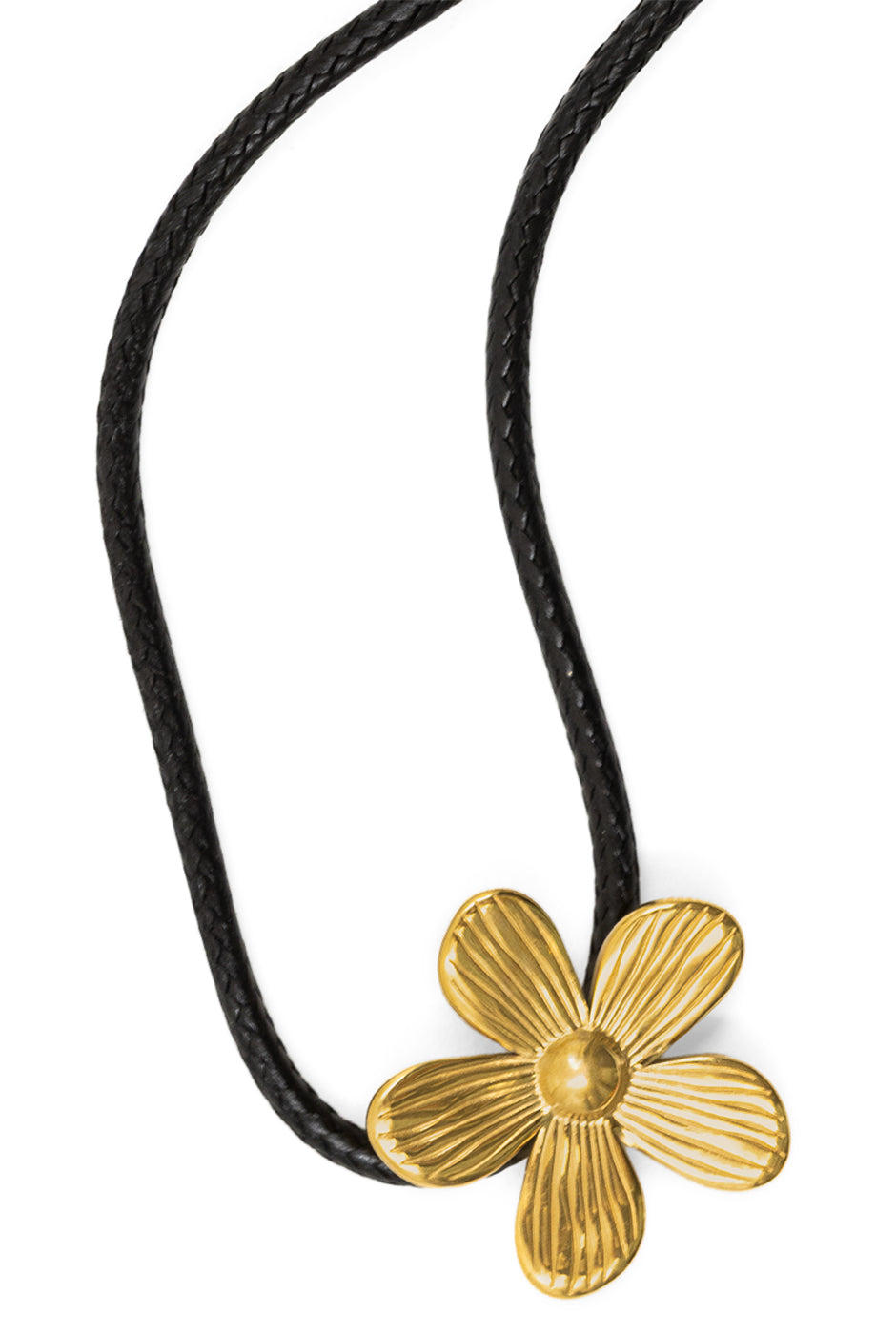 Collar dorado con cordón y colgante de flor