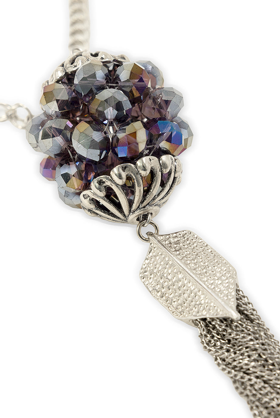 Collar Sphere con cadena, abalorios y borla multicolor