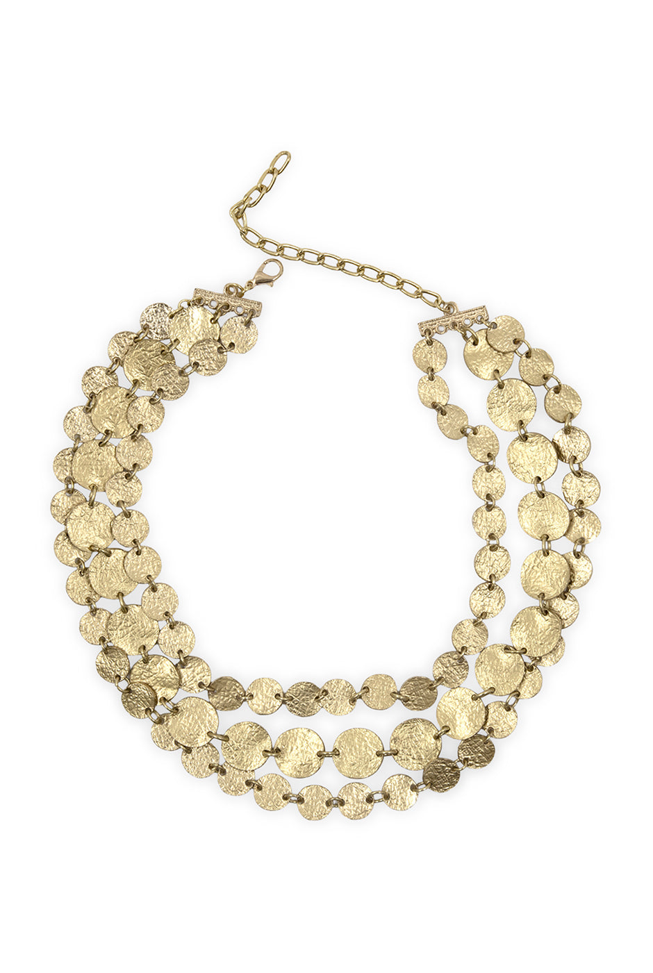 Collar de tres capas con monedas doradas y broche ajustable