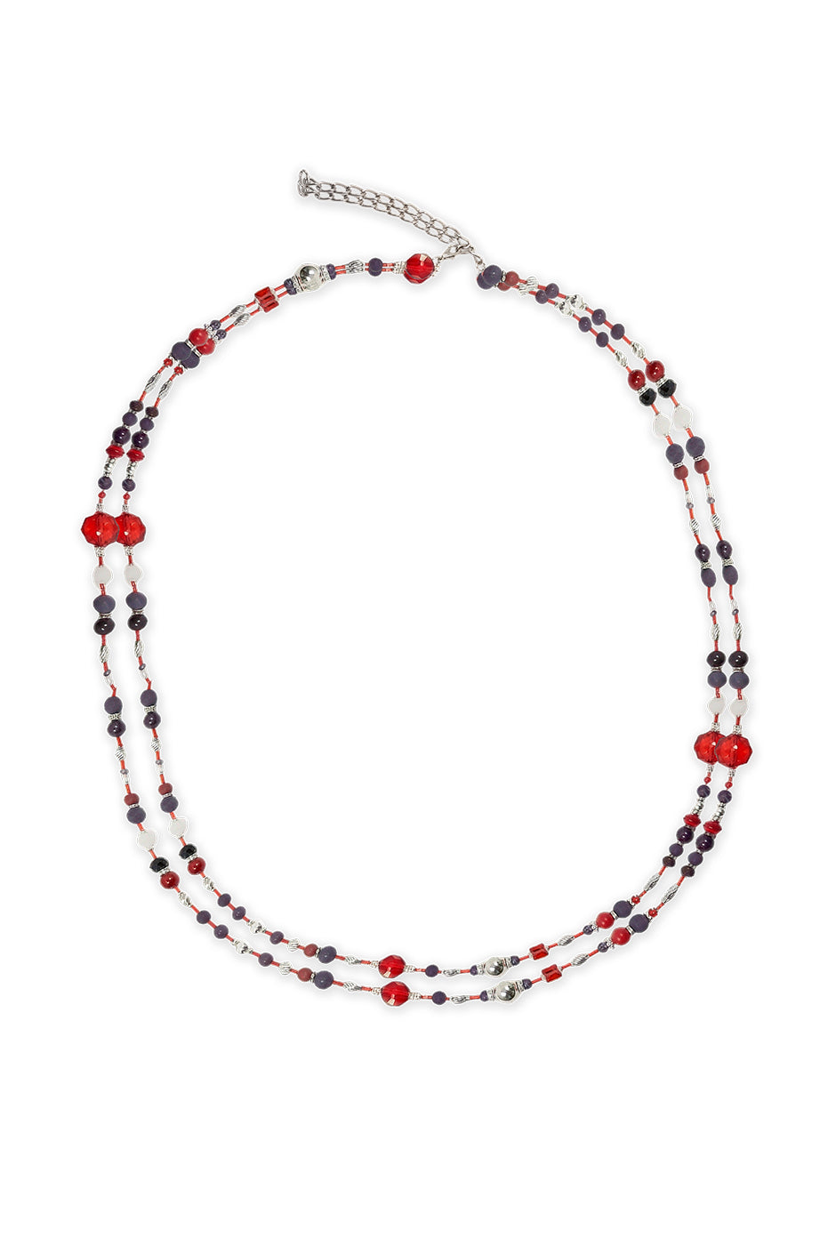 Collar largo multicolor con abalorios y cadena ajustable