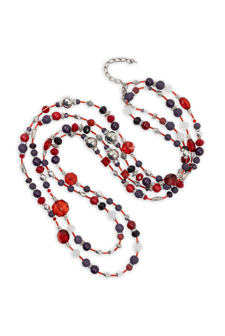 Collar largo multicolor con abalorios y cadena ajustable