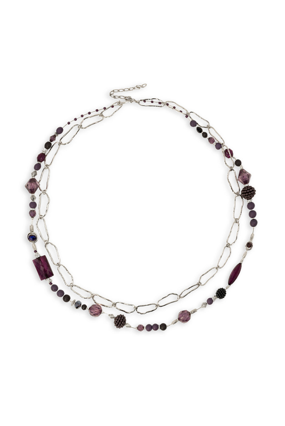 Collar Grape con abalorios mixtos y cadena en contraste