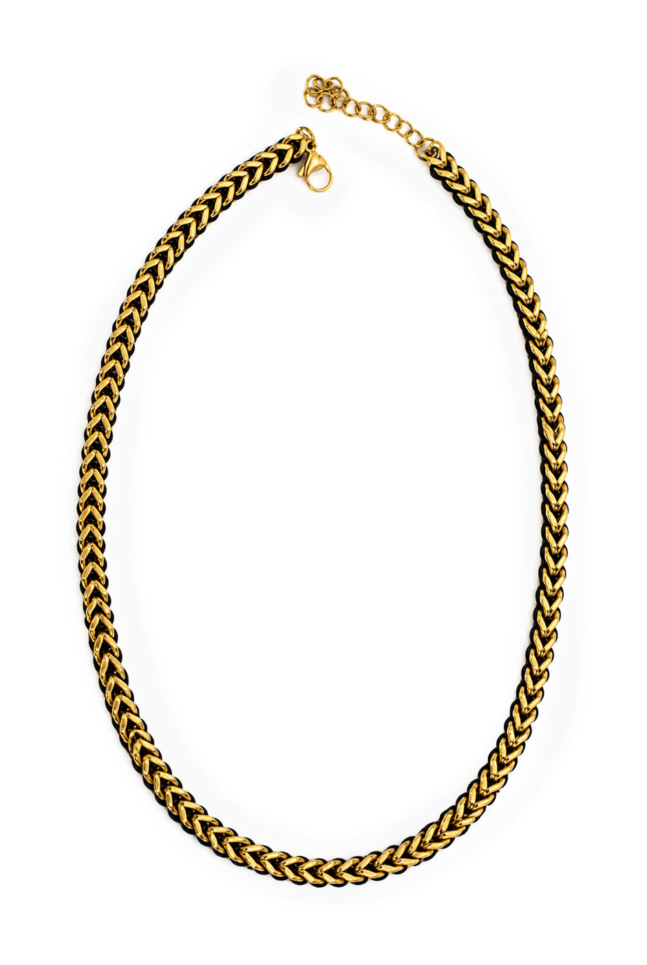 Collar metálico trenzado negro con broche ajustable