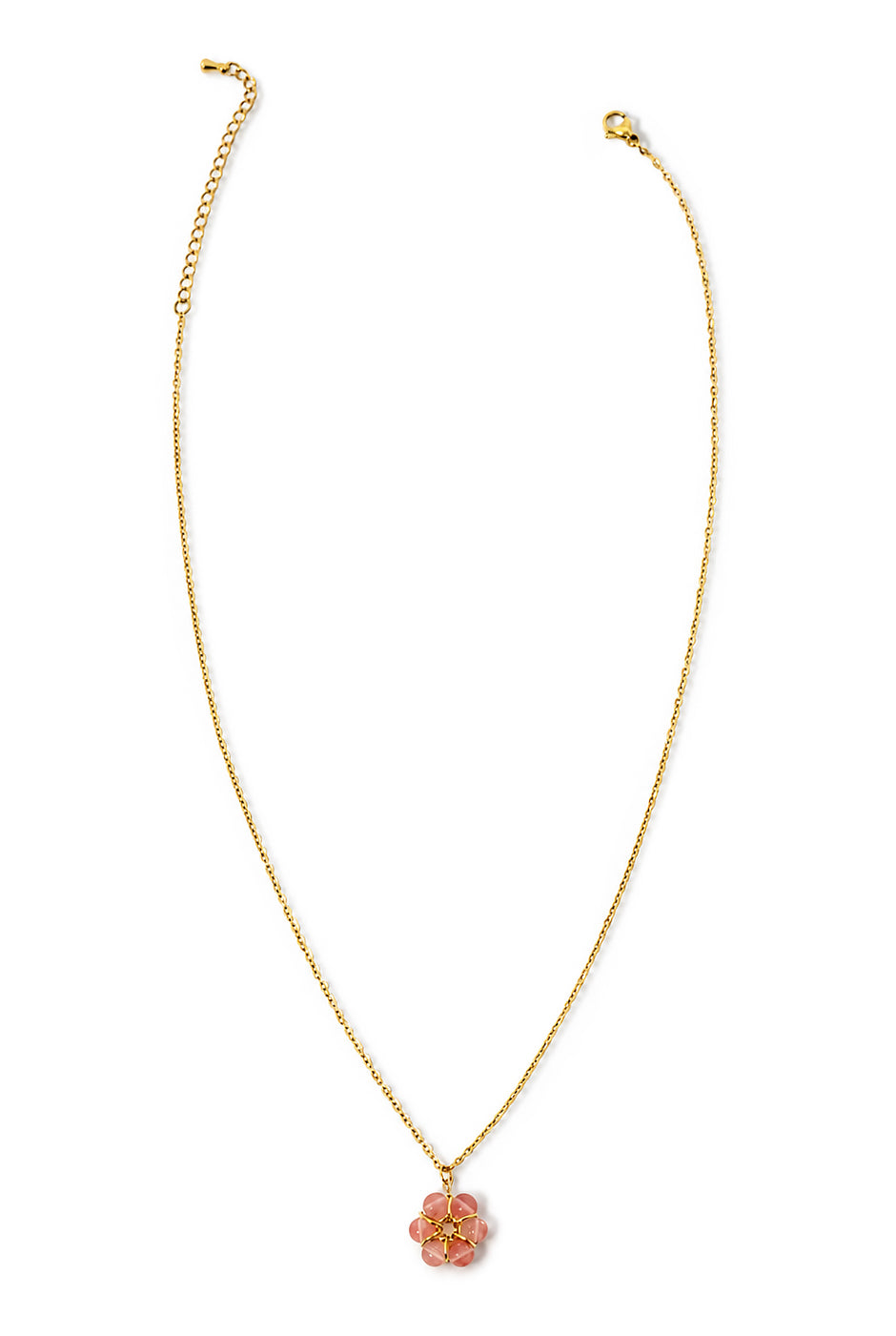 Collar con flor de abalorios en cadena dorada ajustable