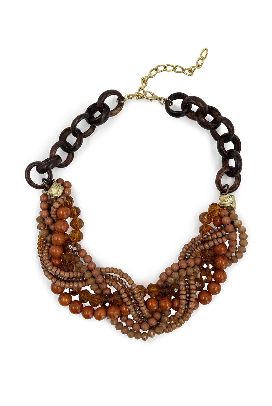 Collar Wooden Hoops con cuentas mixtas y aros de madera