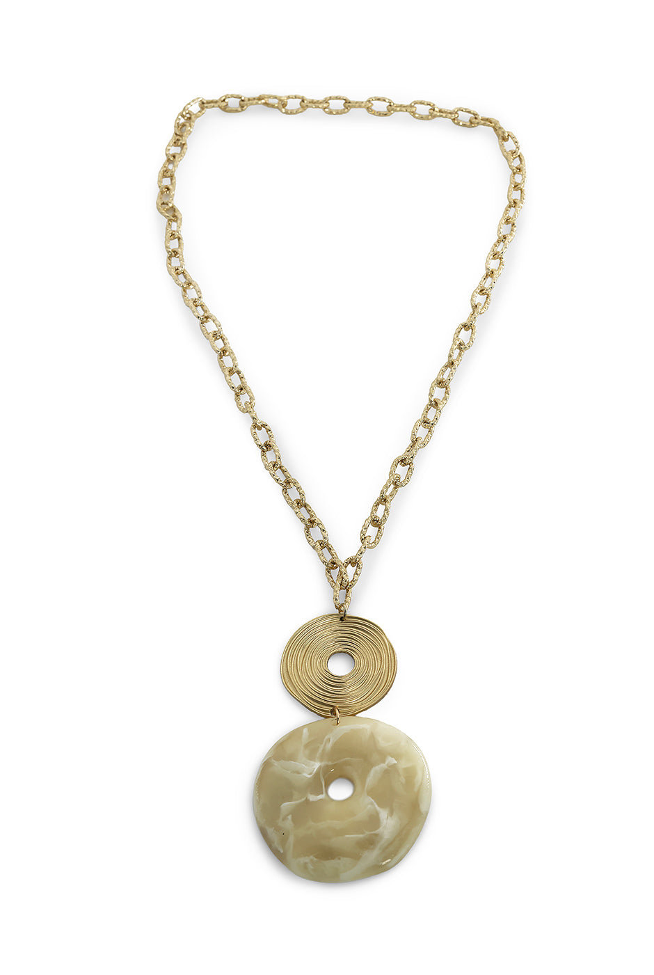 Collar largo dorado con colgantes marmoleados