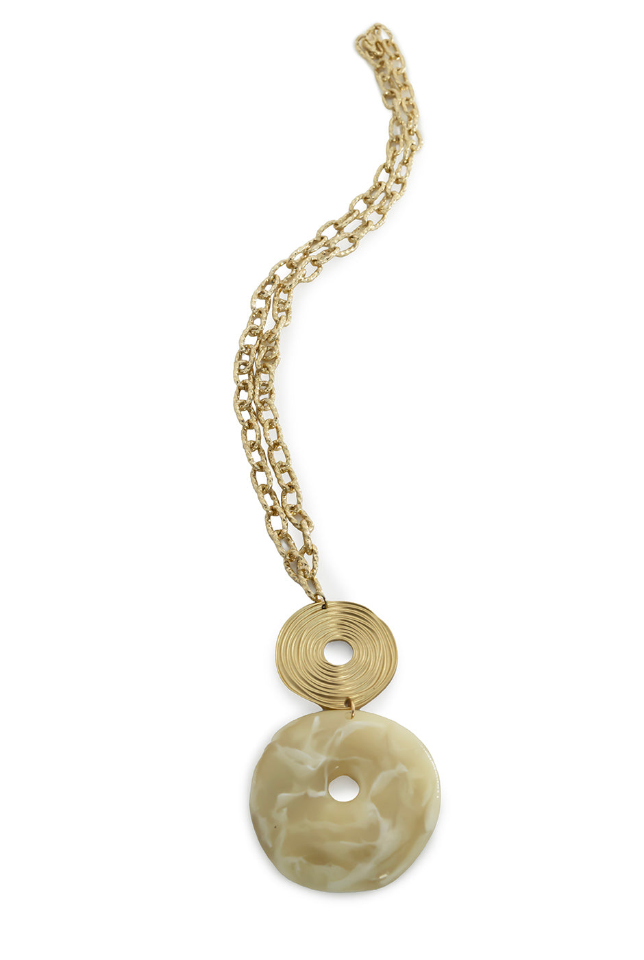 Collar largo dorado con colgantes marmoleados