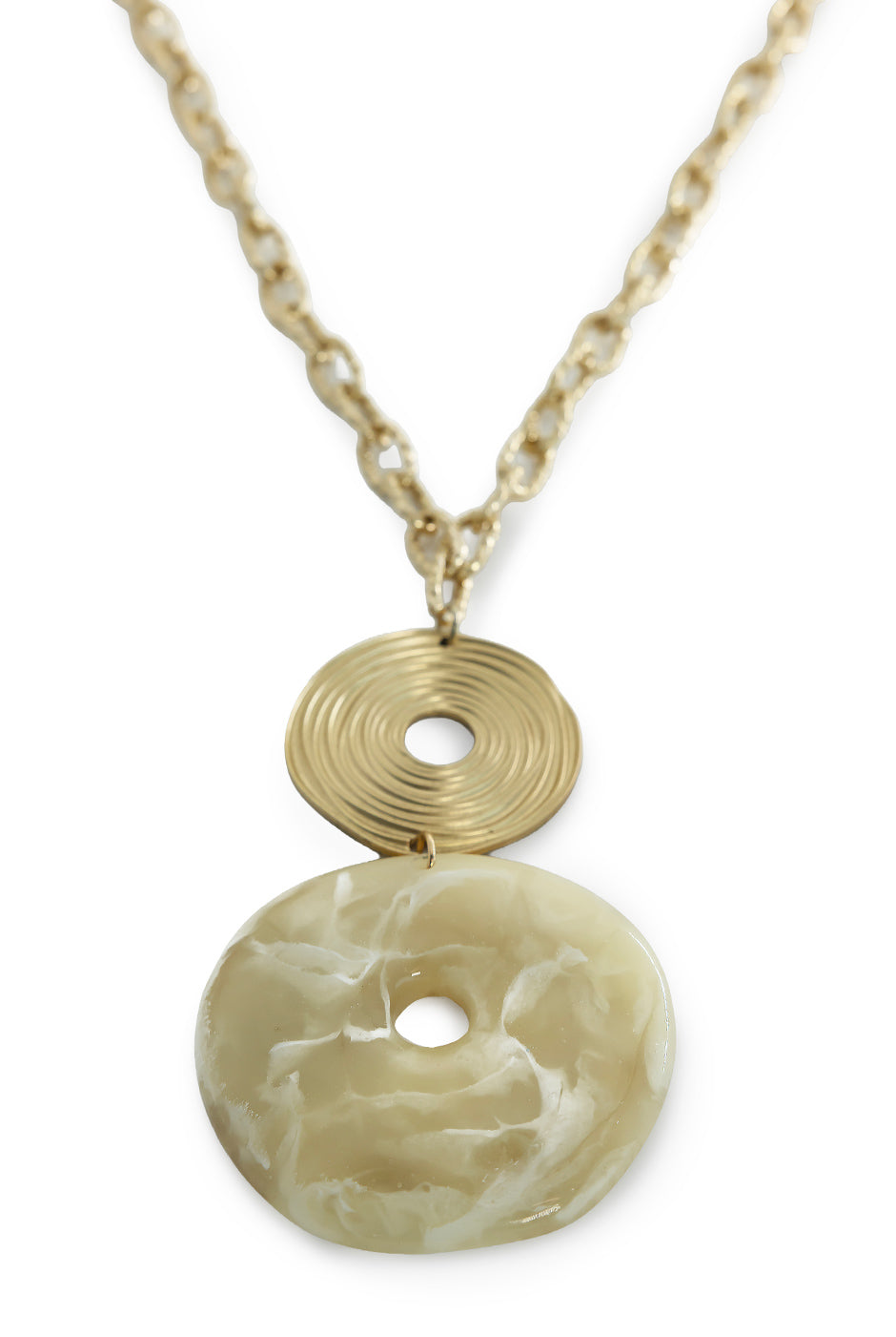 Collar largo dorado con colgantes marmoleados