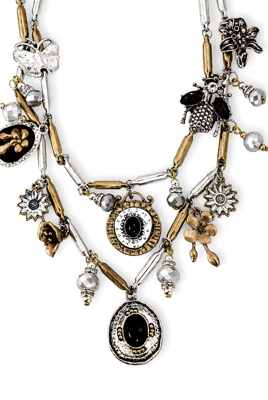Collar Mix Charms con dijes variados en dorado y plateado
