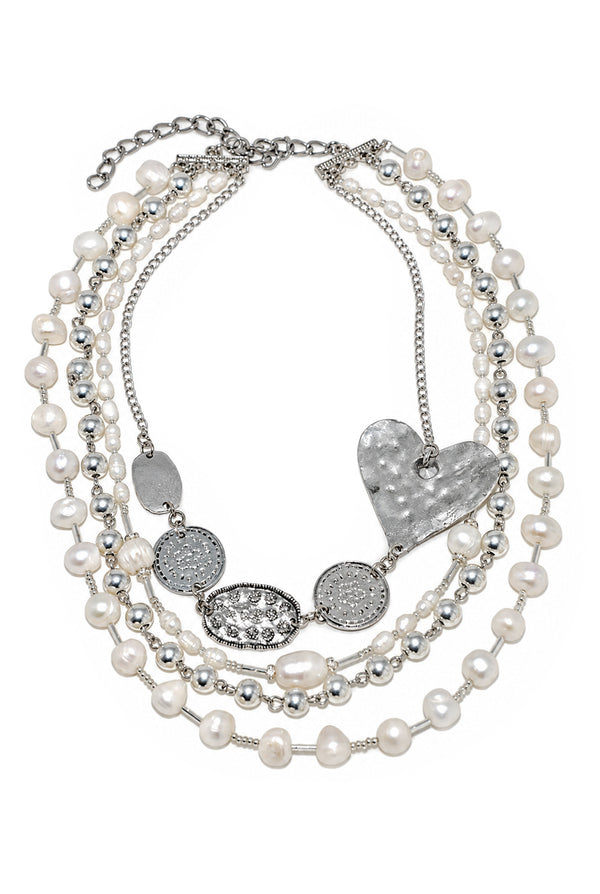 Collar Silver & Pearl