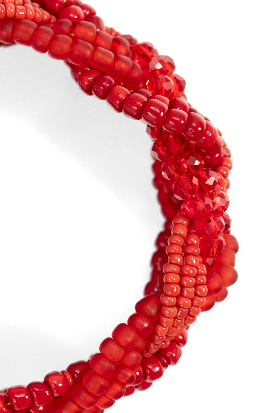 Pulsera trenzada de chaquira roja con broche ajustable