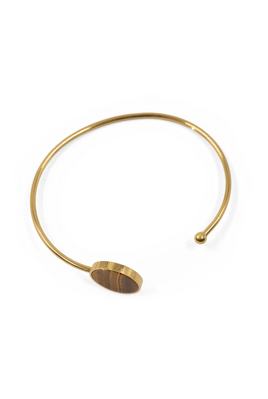 Brazalete Golden de acero inoxidable con adorno de piedra