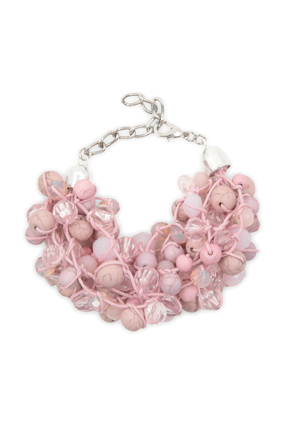 Pulsera Pink Net con cuentas trenzadas en tonos rosados